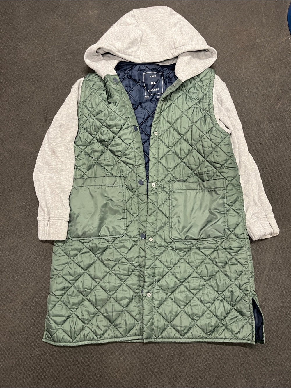 Free People Kids Quilted Green Hooded Puffer Vest Jacket
